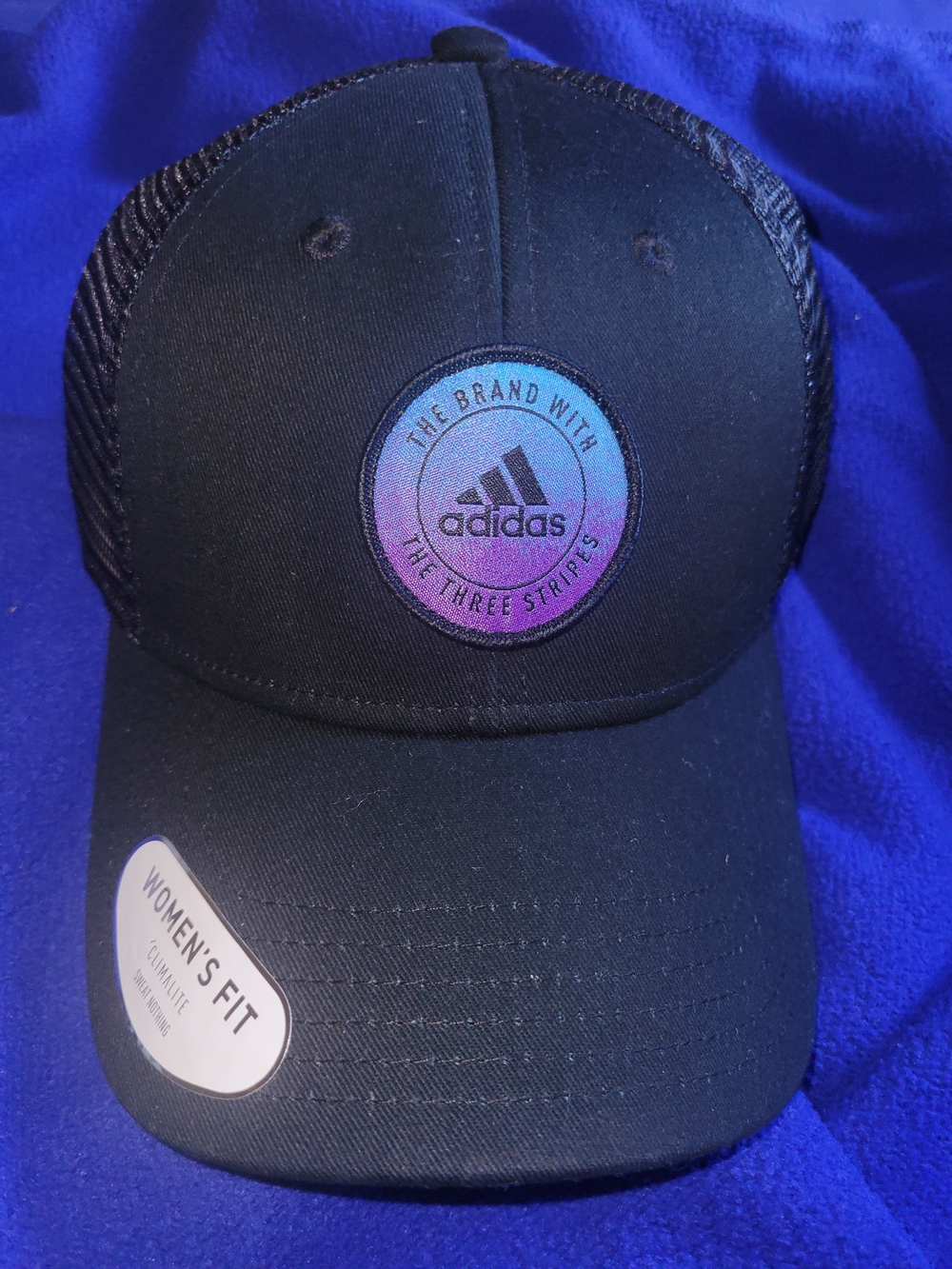Adidas Kids Black Trucker Cap with Iridescent Logo
